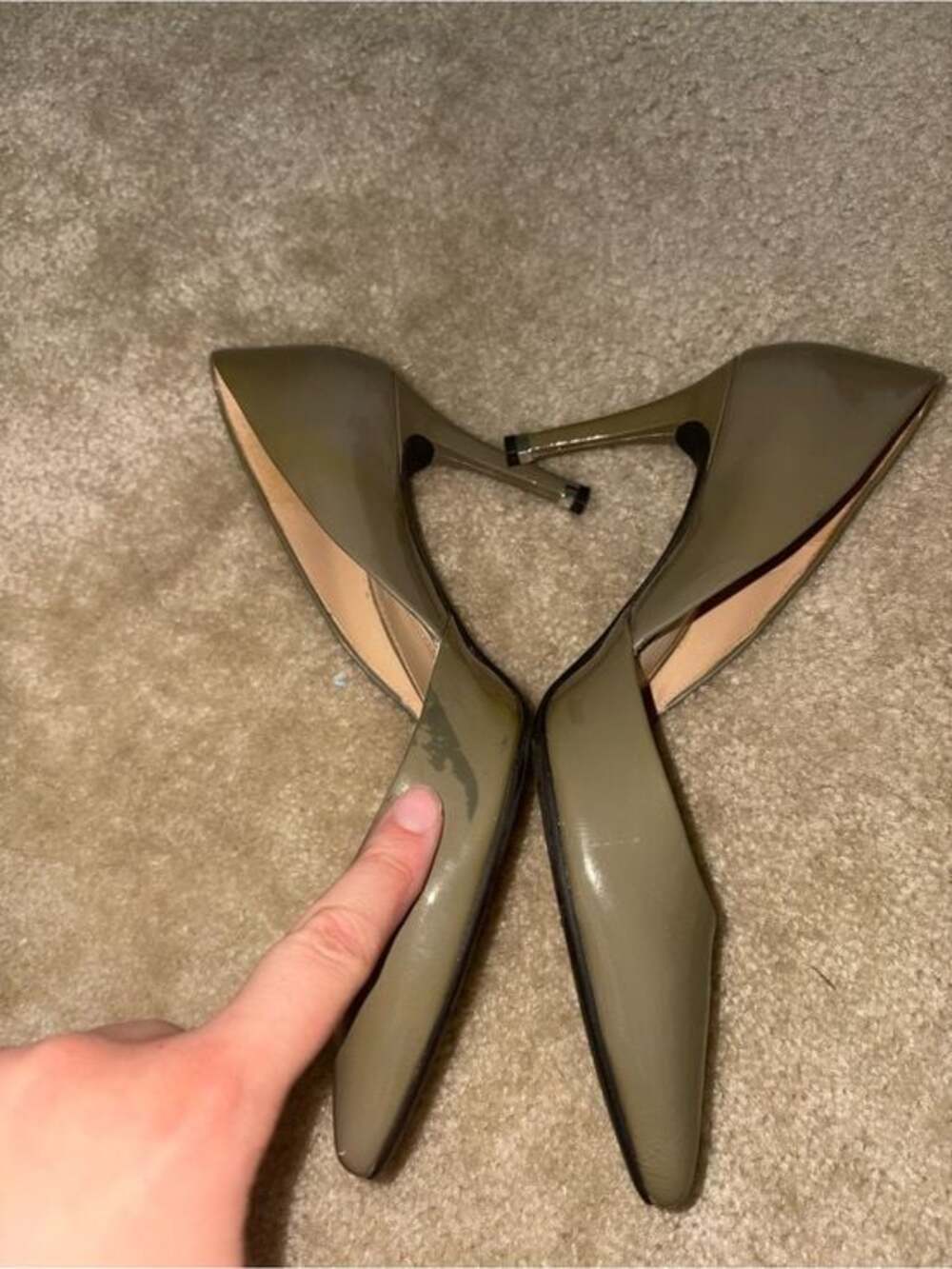 Michael Kors Olive Patent Pointed Toe Stiletto Pumps - Picture 4 of 10